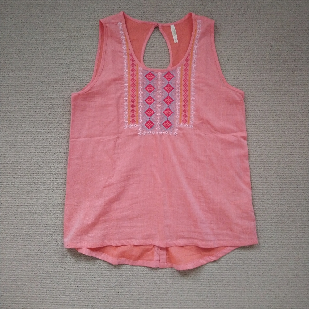 Mountain Khakis embroidered front tunic in peach